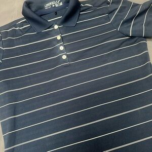 NIKE Dri-FIT Tennis / Golf Polo Shirt -Men's Small S (navy/white stripe)